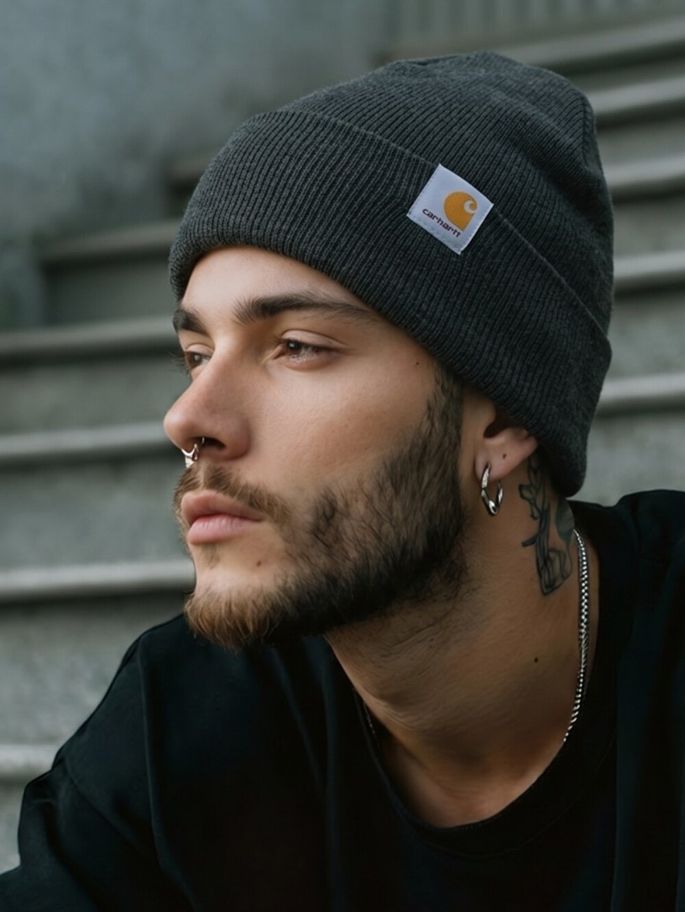 Carhartt Unisex Black Knit Cuffed Beanie